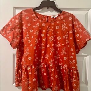 Madewell Red Floral Blouse